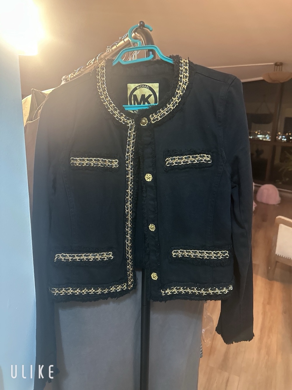Michael Kors Black Jacket with Gold Chain Trim
